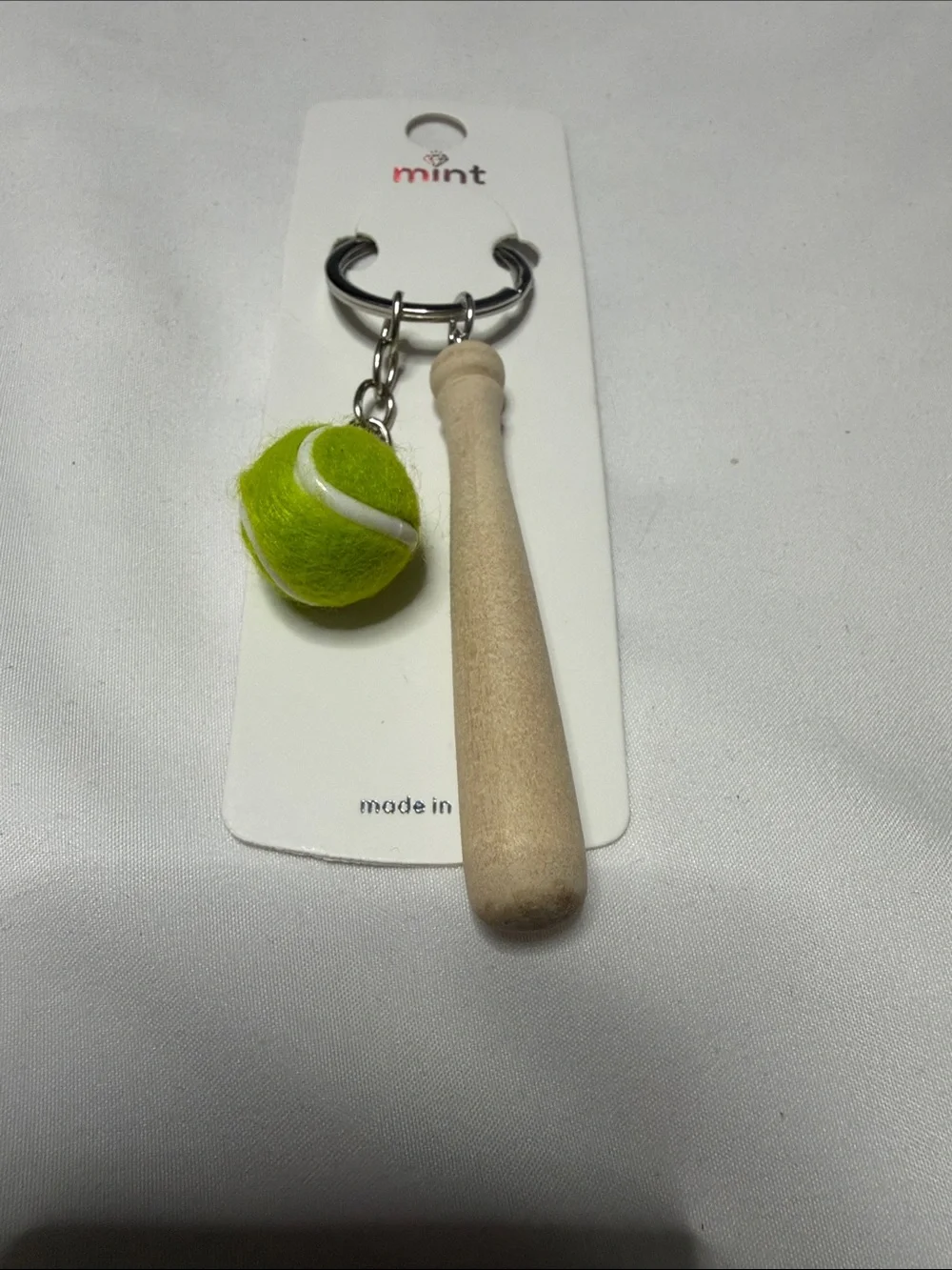 Set of 3 Mint Baseball Bat Keychain Trio - Red, Blue, Lime Green